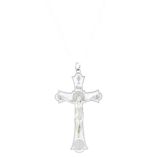 White First Communion Crucifix Pendant