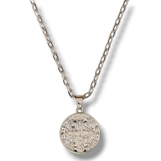 Silver Embossed St. Benedict Pendant