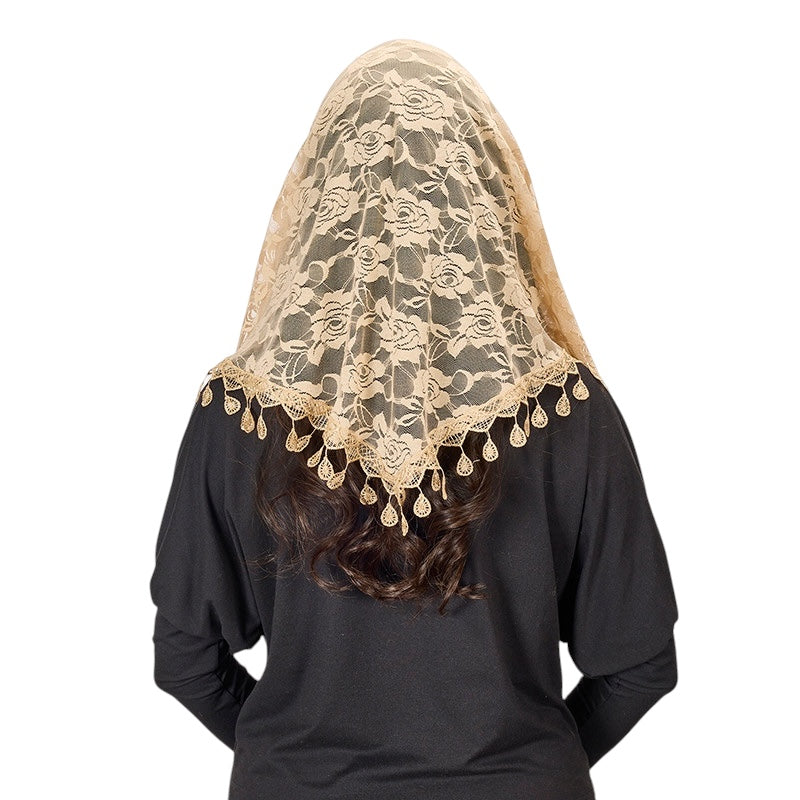 Beige Tears of Mary Chapel Veil