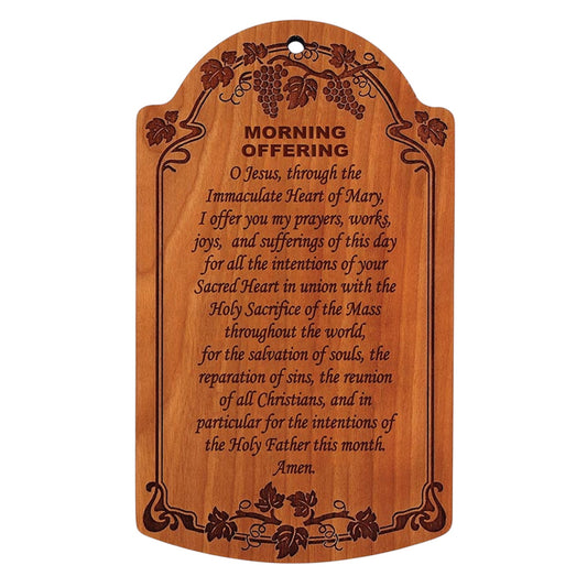7" Morning Offering Carved Wood Plaque