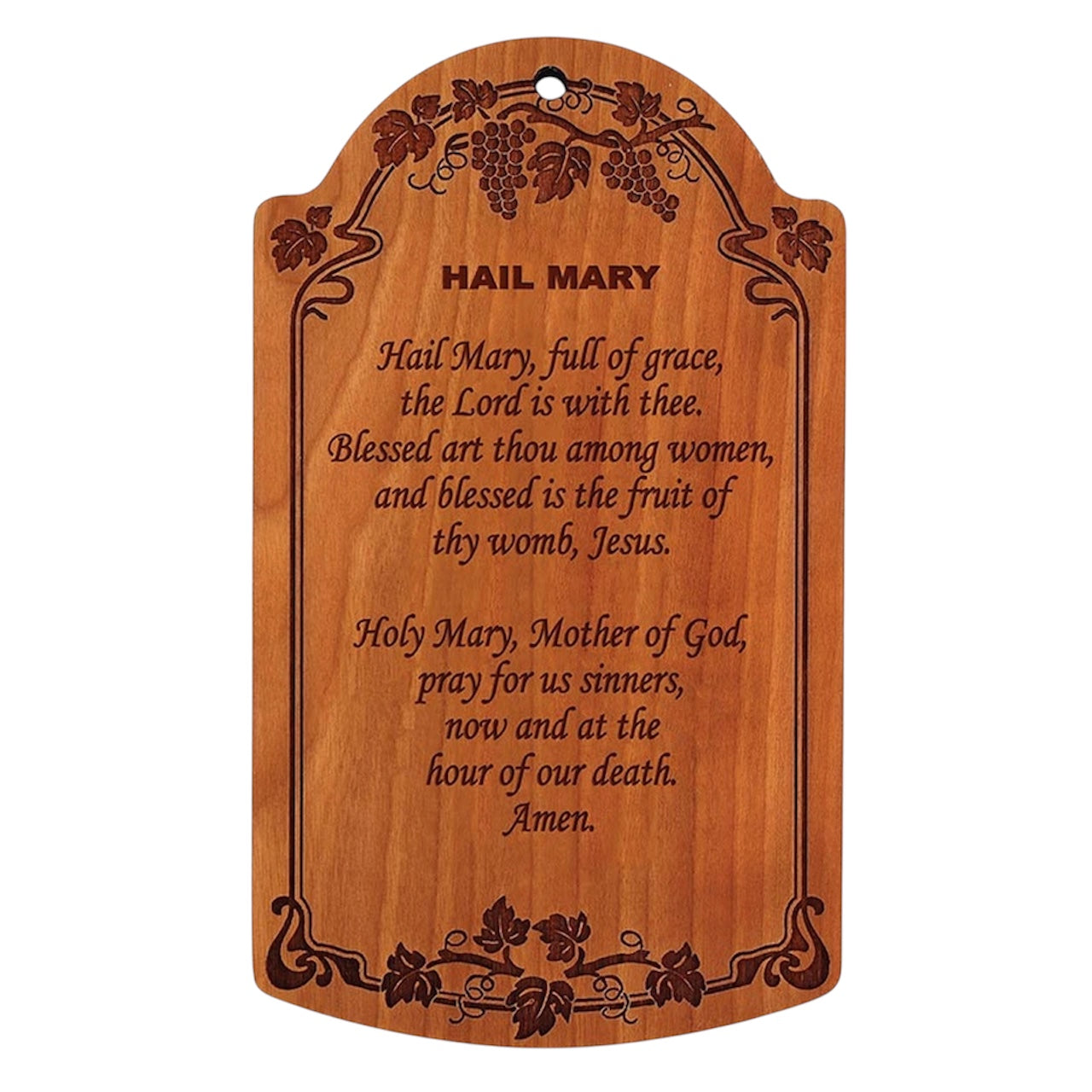 7" Hail Mary Carved Wood Plaque