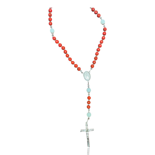 Divine Mercy Red Marbel Bead Rosary