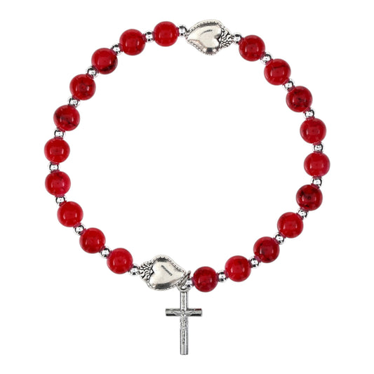 Sacred Heart Marbled 2 Decade Rosary Bracelet