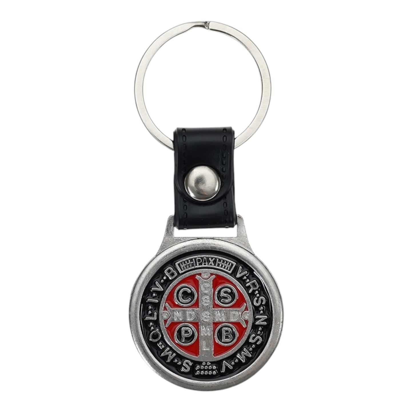 Black Enamel St. Benedict Medal Key Ring