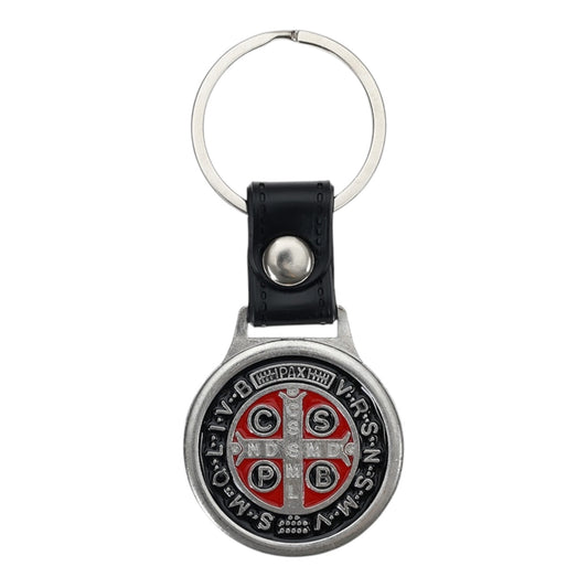 Black Enamel St. Benedict Medal Key Ring