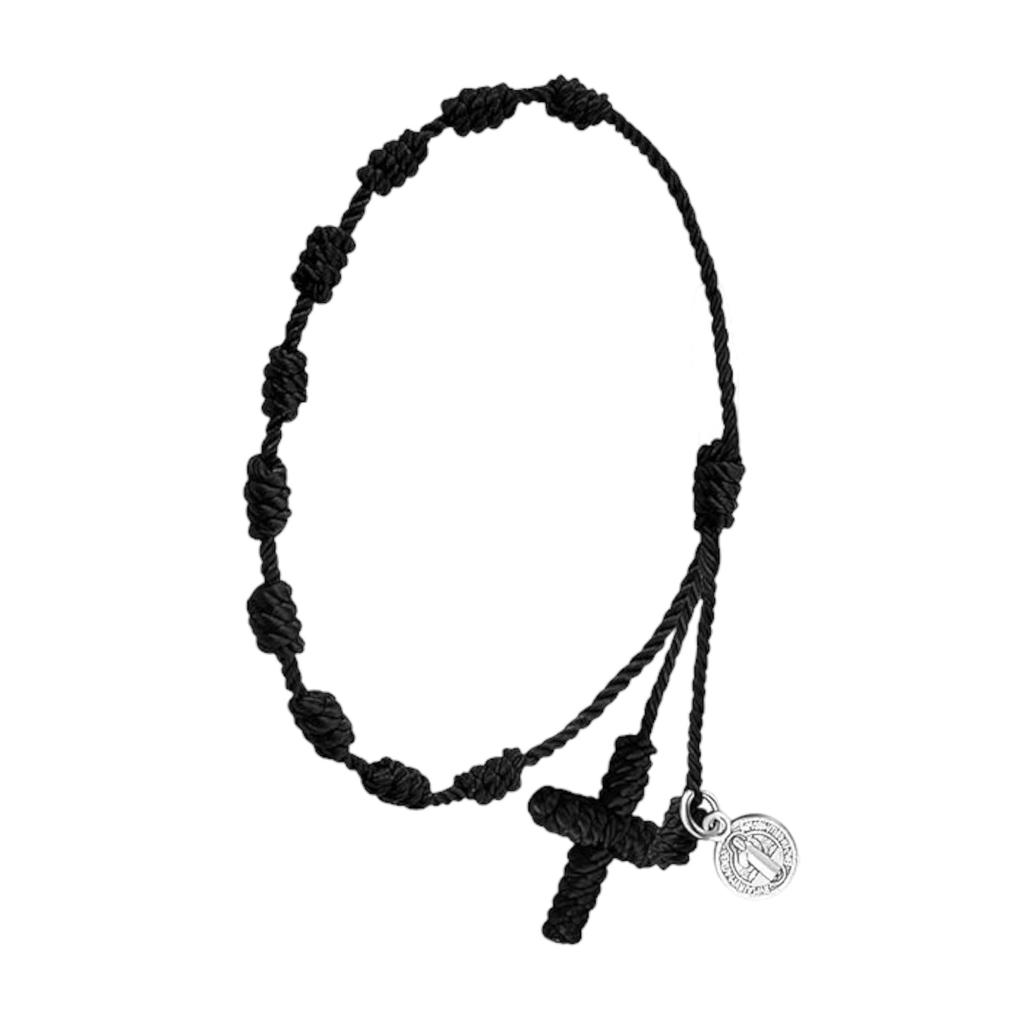 Pulsera color negro con medalla de san benito