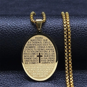 Inoxidable Vintage Joyería Religiosa Padre Nuestro en Español
