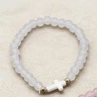 Pulsera de Cuentas Colgante Cruz de Concha Cuentas de Vidrio