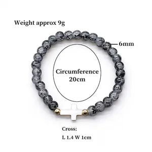 Pulsera de Cuentas Colgante Cruz de Concha Cuentas de Vidrio