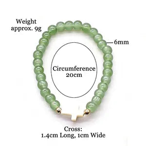 Pulsera de Cuentas Colgante Cruz de Concha Cuentas de Vidrio