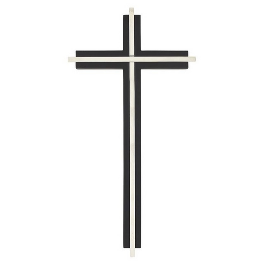 10" H Maple Hardwood Black Cross With Nickel Plated Inlay