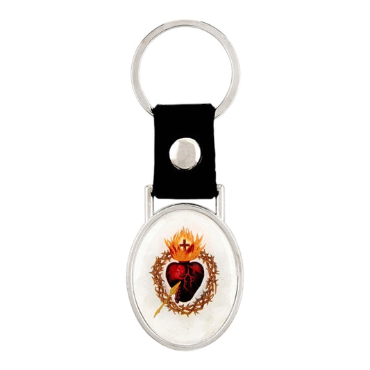 Sacred Heart Protection Imitation Leather Key Ring