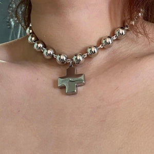 Collar Con Colgante De Cruz De Acero Inoxidable