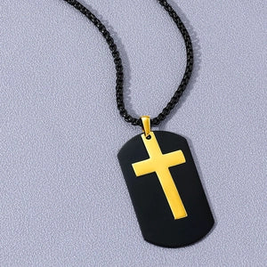 Collar con Colgante de Cruz de Acero Inoxidable