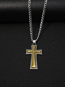 Collar con Colgante de Cruz de Acero Inoxidable