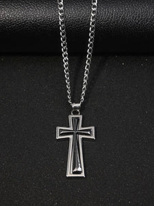 Collar con Colgante de Cruz de Acero Inoxidable
