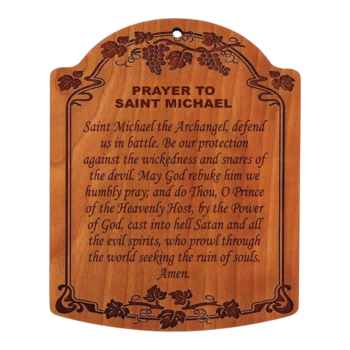 10" Prayer to St. Michael Carved Wood Plaque