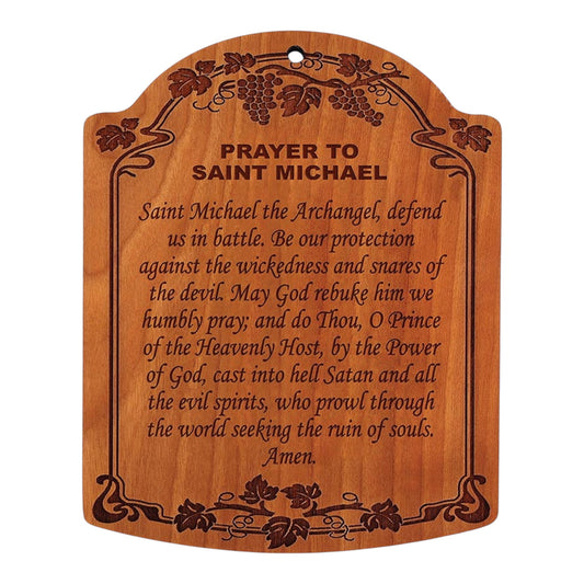 10" Prayer to St. Michael Carved Wood Plaque