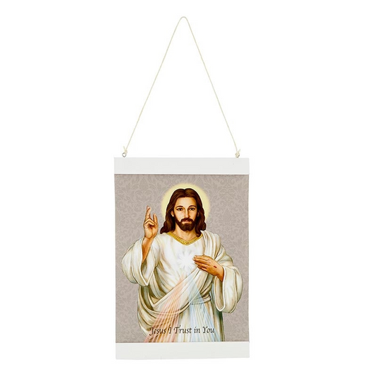 Divine Mercy Gray Background Canvas Wall Hang