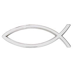 SILVER ICHTHUS AUTO EMBLEM
