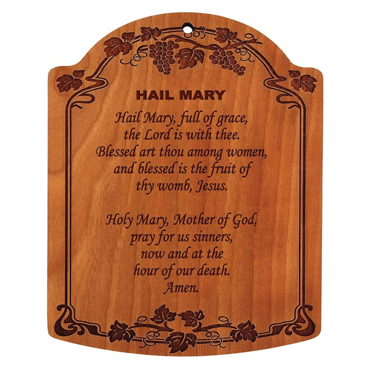 10"H Hail Mary Carved Wood Plaque