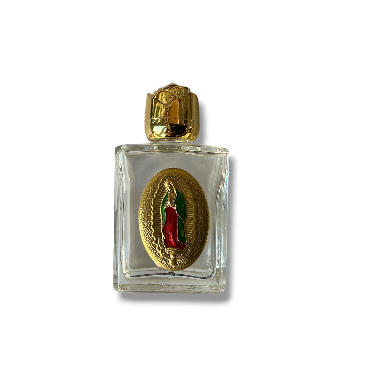 GLASS BOTTLE OF HOLY WATER FROM THE GUADALUPE